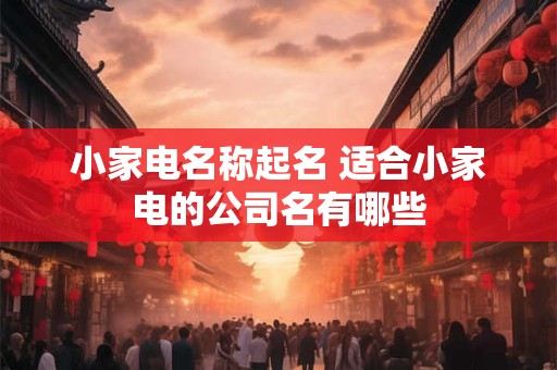 小家电名称起名 适合小家电的公司名有哪些
