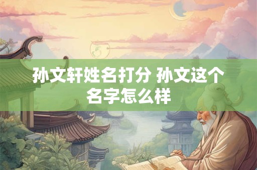 孙文轩姓名打分 孙文这个名字怎么样