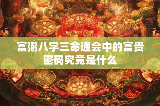 富弼八字三命通会中的富贵密码究竟是什么