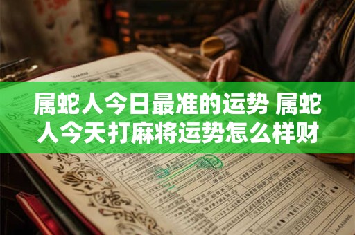 属蛇人今日最准的运势 属蛇人今天打麻将运势怎么样财运