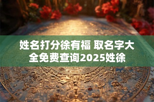 姓名打分徐有福 取名字大全免费查询2025姓徐