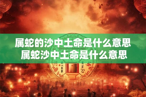 详细阅读:属蛇的沙中土命是什么意思 属蛇沙中土命是什么意思这个命好不好 属蛇的沙中土命是什么意思 属蛇沙中土命是什么意思这个命好不好