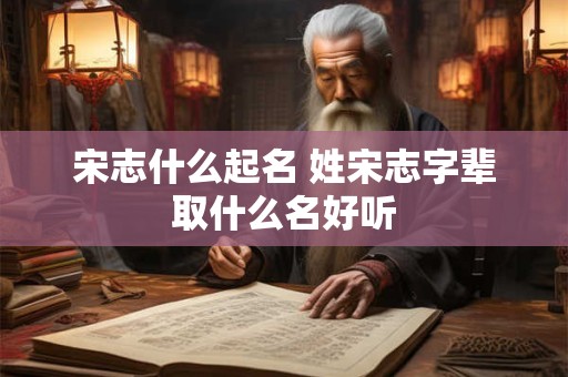 宋志什么起名 姓宋志字辈取什么名好听