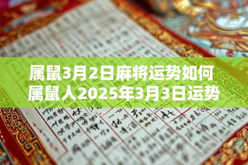 属鼠3月2日麻将运势如何 属鼠人2026年3月3日运势