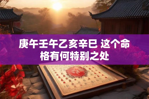 庚午壬午乙亥辛巳 这个命格有何特别之处