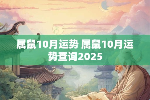 属鼠10月运势 属鼠10月运势查询2025