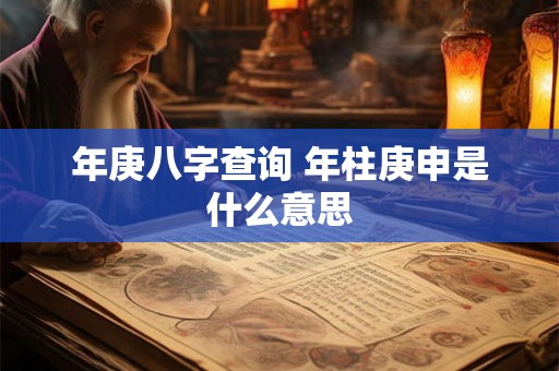 年庚八字查询 年柱庚申是什么意思