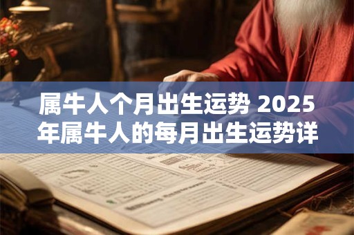 属牛人个月出生运势 2025年属牛人的每月出生运势详解