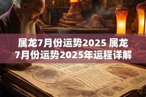 属龙7月份运势2025 属龙7月份运势2025年运程详解 属龙7月份运势2025 属龙7月份运势2025年运程详解