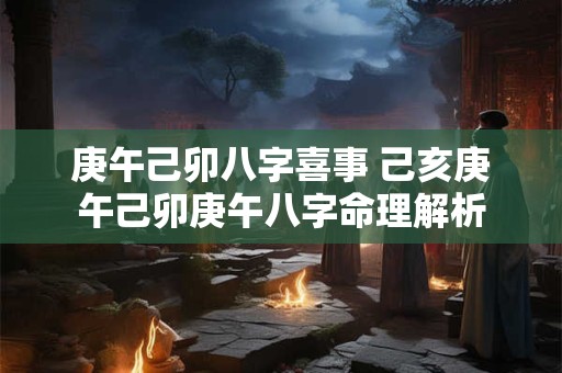 庚午己卯八字喜事 己亥庚午己卯庚午八字命理解析