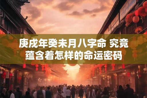 庚戌年癸未月八字命 究竟蕴含着怎样的命运密码