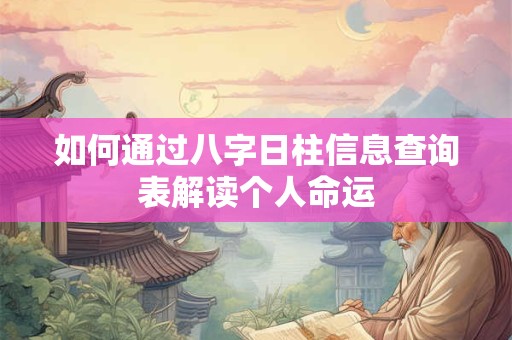 如何通过八字日柱信息查询表解读个人命运