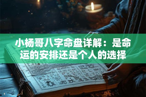 小杨哥八字命盘详解:是命运的安排还是个人的选择 小杨哥八字命盘详解:是命运的安排还是个人的选择