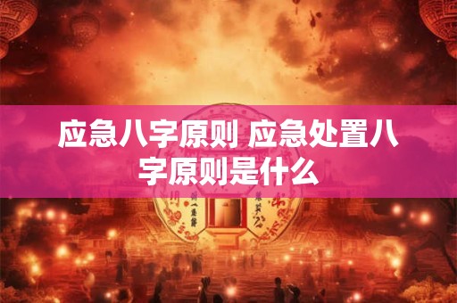 应急八字原则 应急处置八字原则是什么