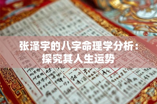 张泽宇的八字命理学分析：探究其人生运势