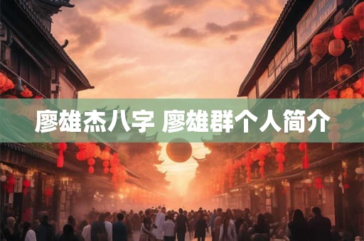 廖雄杰八字 廖雄群个人简介