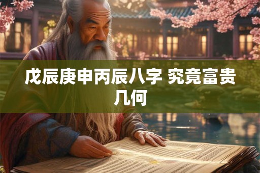 戊辰庚申丙辰八字 究竟富贵几何