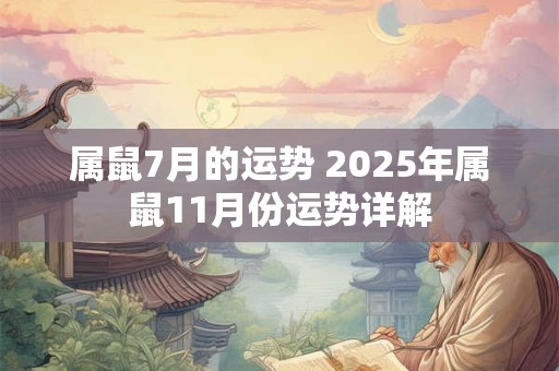 属鼠7月的运势 2025年属鼠11月份运势详解