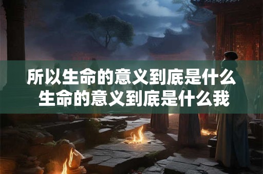 所以生命的意义到底是什么 生命的意义到底是什么我们到底该怎样活着 所以生命的意义到底是什么 生命的意义到底是什么我们到底该怎样活着