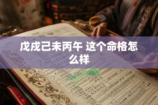 戊戌己未丙午 这个命格怎么样
