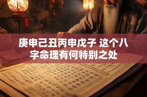 庚申己丑丙申戊子 这个八字命理有何特别之处