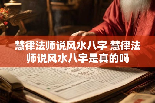 慧律法师说风水八字 慧律法师说风水八字是真的吗