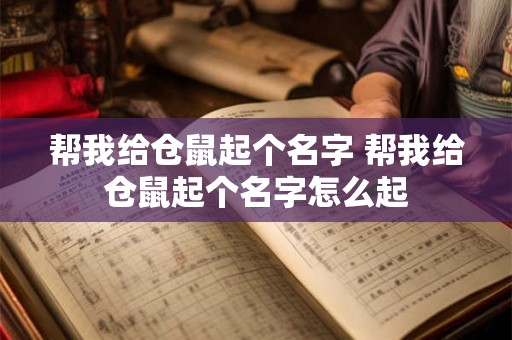 帮我给仓鼠起个名字 帮我给仓鼠起个名字怎么起