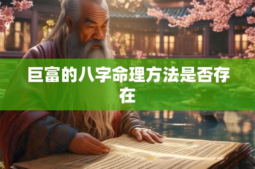 巨富的八字命理方法是否存在
