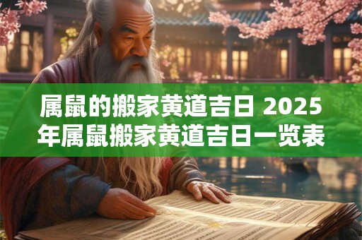 属鼠的搬家黄道吉日 2025年属鼠搬家黄道吉日一览表