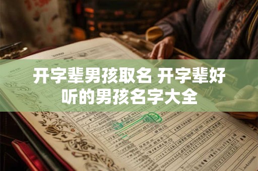 开字辈男孩取名 开字辈好听的男孩名字大全