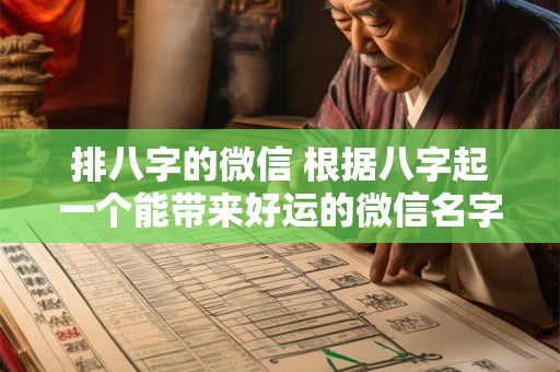 排八字的微信 根据八字起一个能带来好运的微信名字