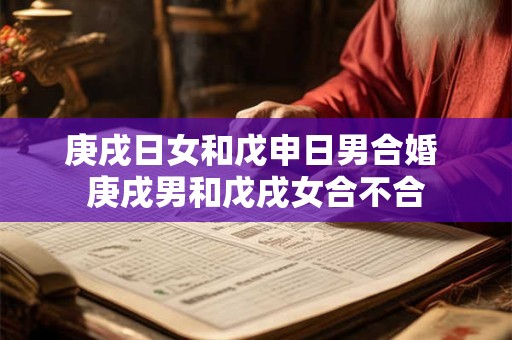 庚戌日女和戊申日男合婚 庚戌男和戊戌女合不合