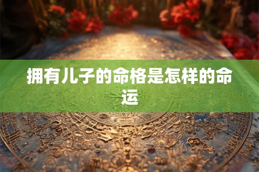 拥有儿子的命格是怎样的命运