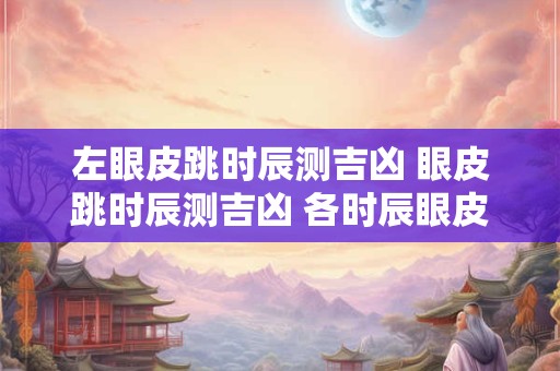 左眼皮跳时辰测吉凶 眼皮跳时辰测吉凶 各时辰眼皮跳动吉凶分析