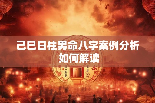 己巳日柱男命八字案例分析 如何解读