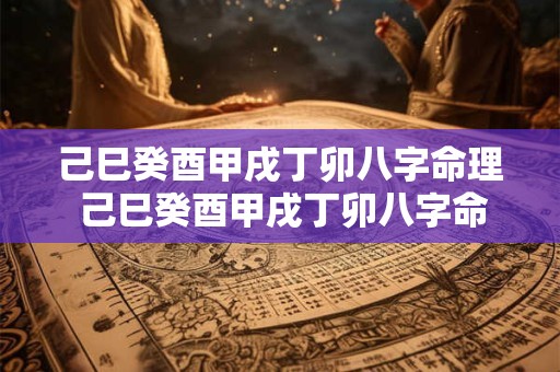 己巳癸酉甲戌丁卯八字命理 己巳癸酉甲戌丁卯八字命理详解
