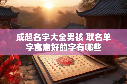 成起名字大全男孩 取名单字寓意好的字有哪些