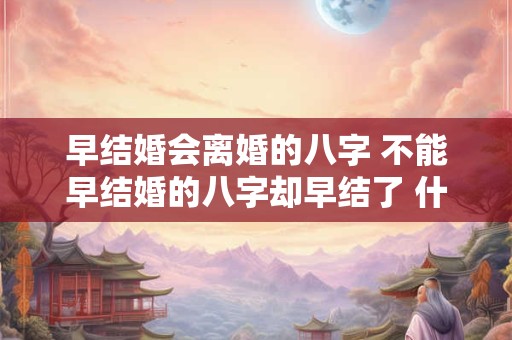 早结婚会离婚的八字 不能早结婚的八字却早结了 什么后果有