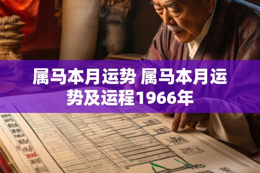 属马本月运势 属马本月运势及运程1966年
