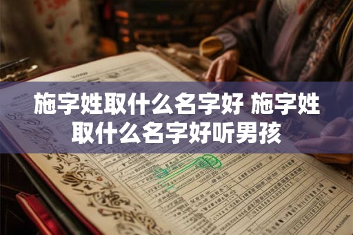 施字姓取什么名字好 施字姓取什么名字好听男孩