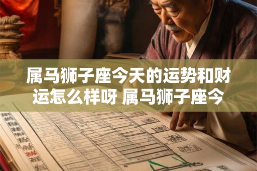 属马狮子座今天的运势和财运怎么样呀 属马狮子座今天的运势和财运怎么样呀男生