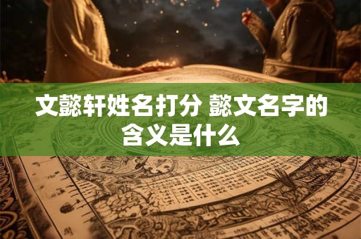 文懿轩姓名打分 懿文名字的含义是什么