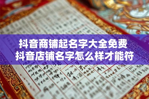 抖音商铺起名字大全免费 抖音店铺名字怎么样才能符合标准