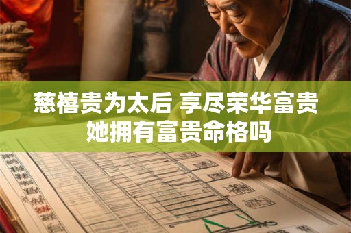 慈禧贵为太后 享尽荣华富贵 她拥有富贵命格吗