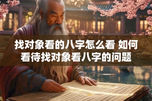 找对象看的八字怎么看 如何看待找对象看八字的问题