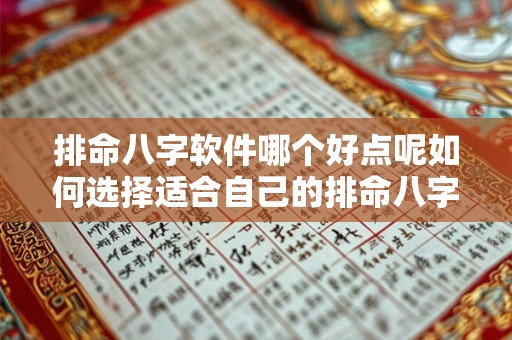 排命八字软件哪个好点呢如何选择适合自己的排命八字软件