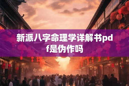 新派八字命理学详解书pdf是伪作吗