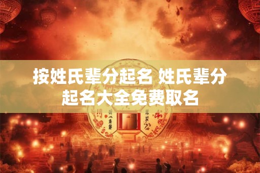 按姓氏辈分起名 姓氏辈分起名大全免费取名