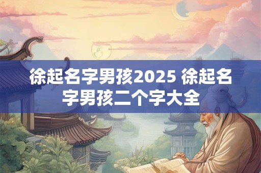 徐起名字男孩2025 徐起名字男孩二个字大全