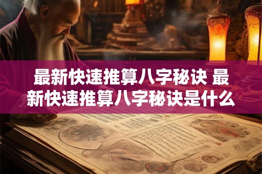 最新快速推算八字秘诀 最新快速推算八字秘诀是什么